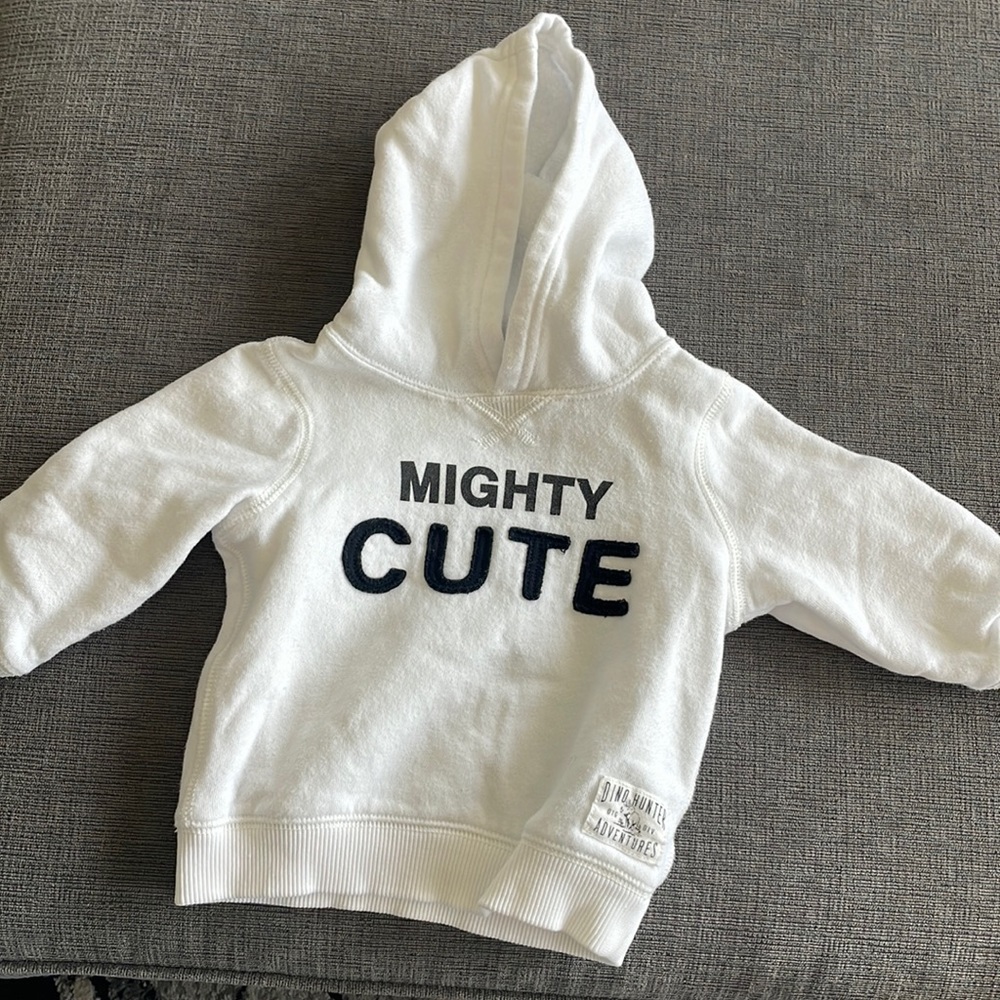 “Mighty Cute” White hooded sweatshirt